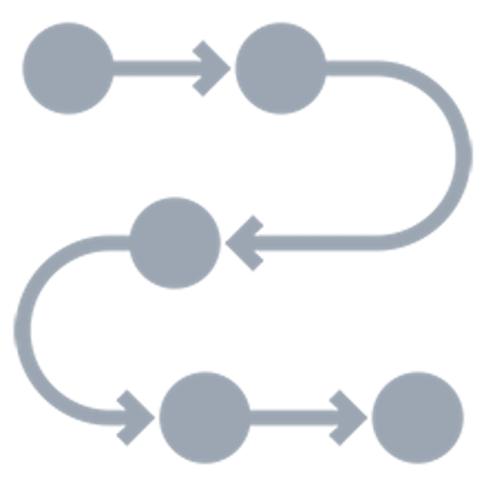 five dots with arrows leadng from one to the next