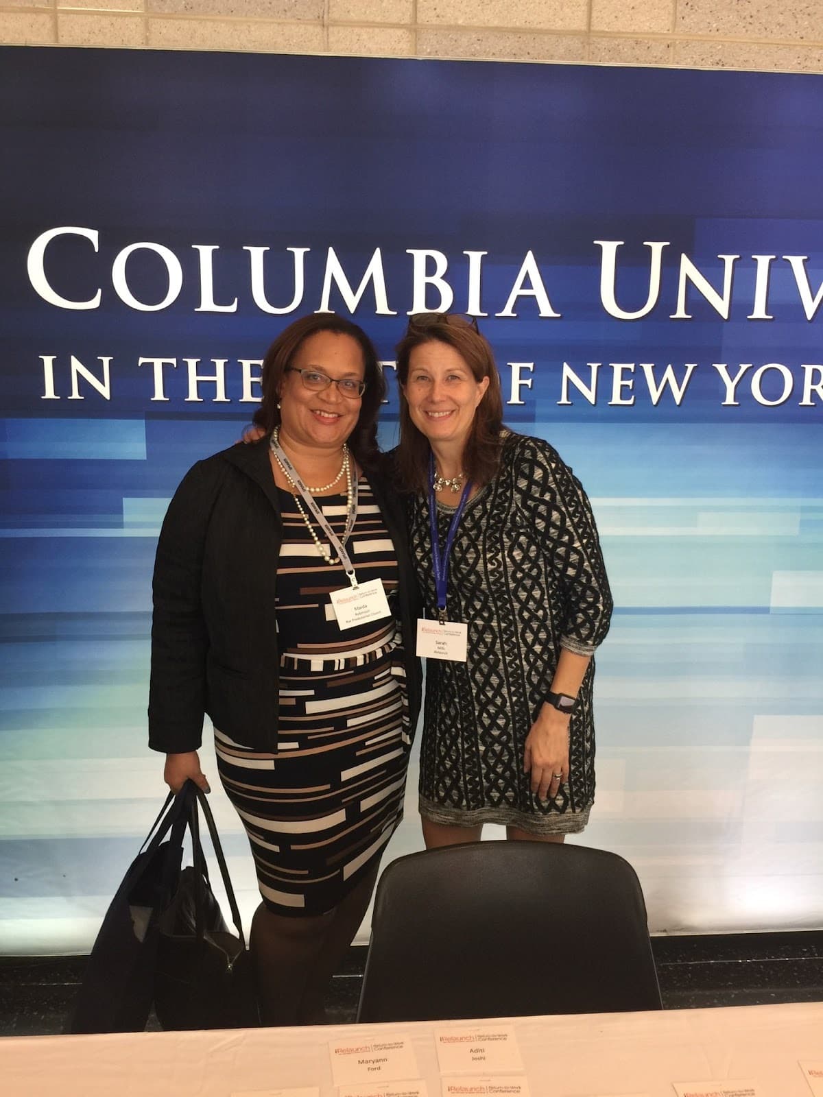 Maida Robinson at the 2017 iRelaunch Return to Work Conference at Columbia University in NYC with iRelaunch's Senior Director of Events, Sarah Mills