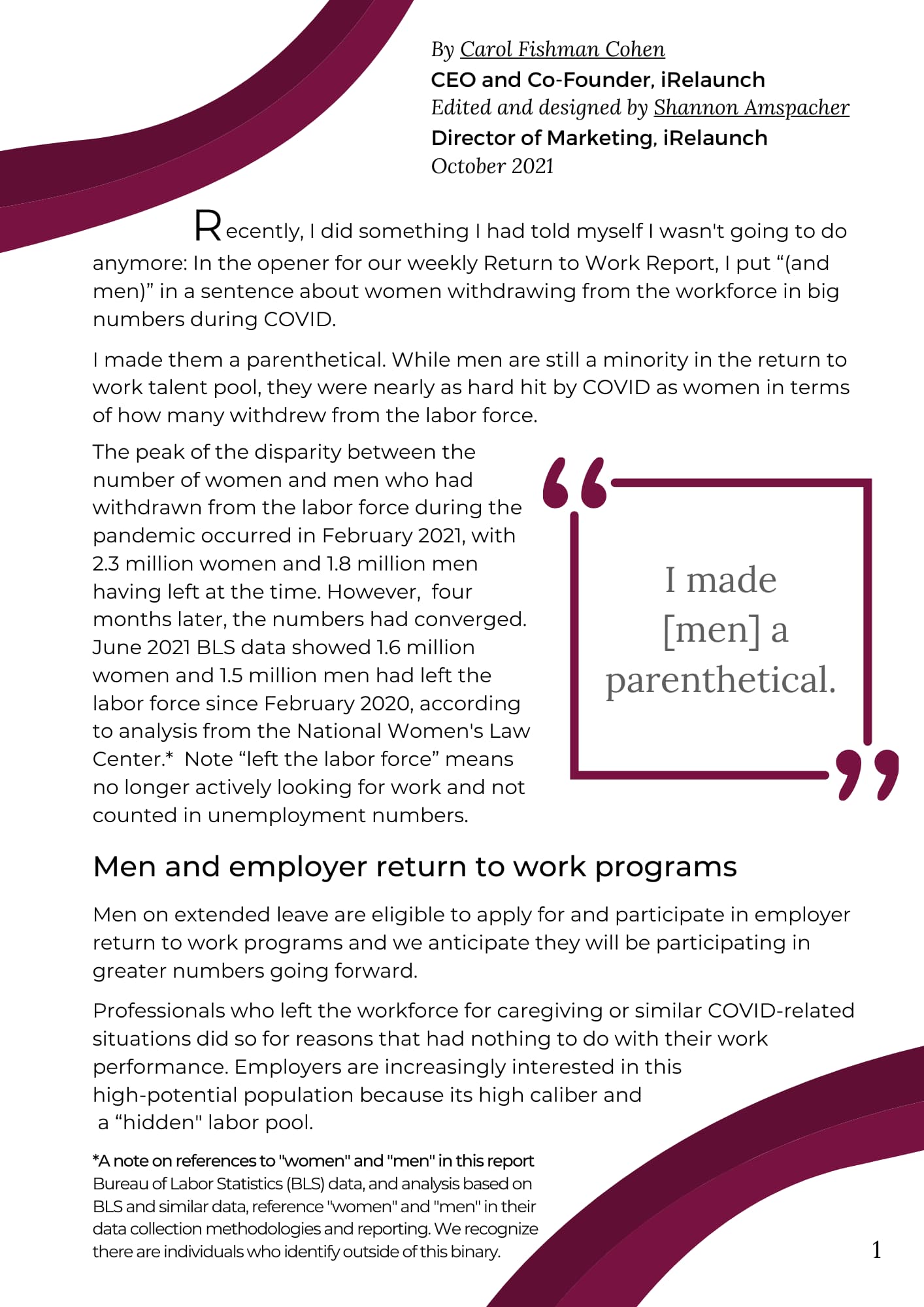 Men Who Relaunch White Paper Excerpt