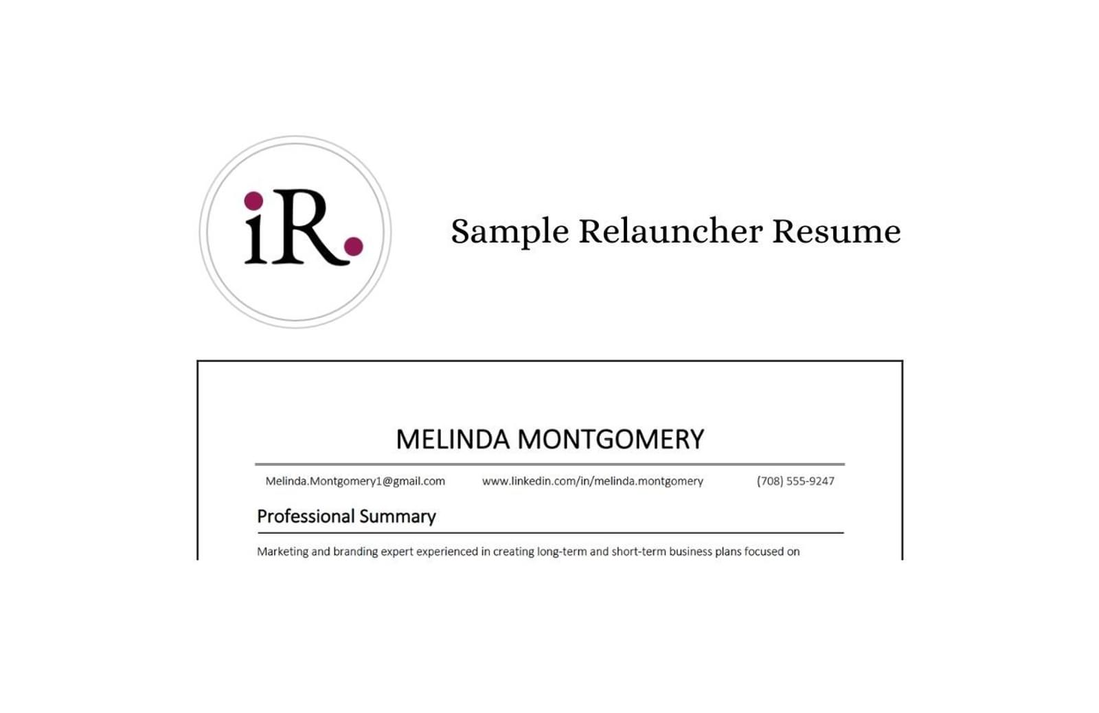 Sample Relauncher Resume Melinda Montgomery Thumbnail